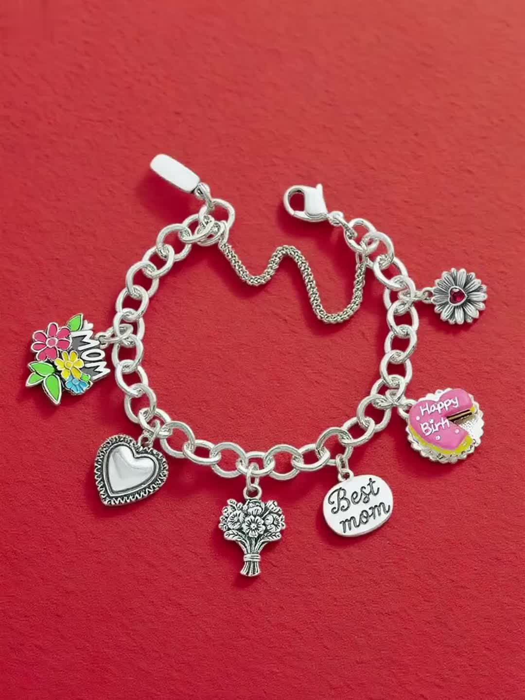 Motorcycle Vintage DIY Pendant Bracelet, 925 Silver Plated